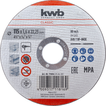 Classic Inox Fibre-Reinforced Cutting Disc for Metal, Straight, Thin