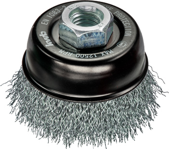 Cup Brush for Angle Grinders, M14, Crimped HSS Steel Wire, Coarse, Loose