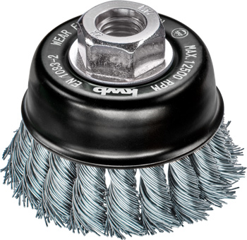 Cup Brush for Angle Grinders, M14, Twisted HSS Steel Wire, Extra Coarse