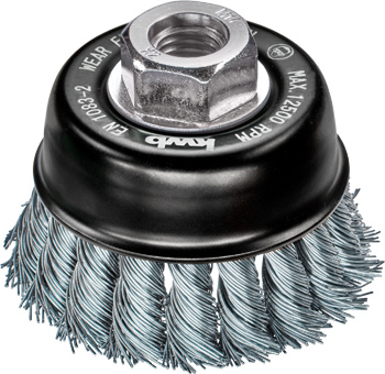 Cup Brush, M14, Twisted HSS Steel Wire, Extra Coarse, Ø 66 mm