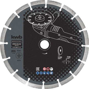 Professional Diamant-Trennscheibe mit Segmentrand für Trockenschliff, Ø 230 x 1,8 mm