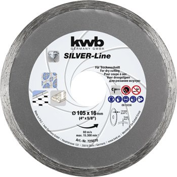 Classic Diamond Cutting Disc with Continuous Rim for Tiles, Ø 105 x 1.2 mm