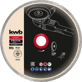 Expert Diamond Cutting Disc with Continuous Rim for Tiles, Ø 180 x 1.6 mm