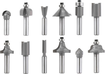 Carbide Router Bit Set in Wooden Storage Box, 12-Piece
