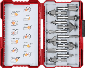 Routing cutter set carbide 8 mm 12 pcs L box