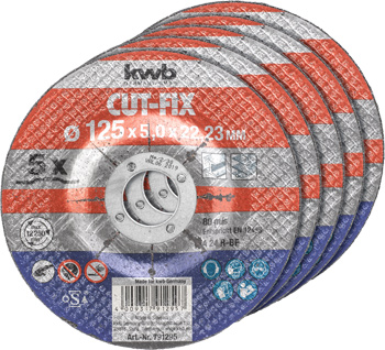 Reinforced Cutting Disc Set for Metal, Offset, 5 Piece, Ø 125 x 3 mm