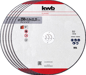 Reinforced Cutting Disc Set for Stone, Straight, 5 Piece, Ø 230 x 3 mm