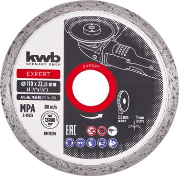 Expert Diamond Cutting Disc with Continuous Rim for Tiles, Ø 110 x 1.2 mm