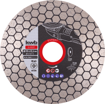 Expert 2-in-1 Diamant-Trenn- und Schleifscheibe mit Turborand für Feinsteinzeug, Ø 115 x 1,2 mm 