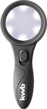 Hand-held magnifier with 6 LED
