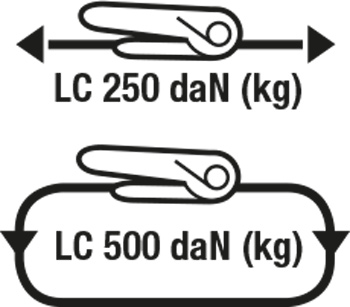 LC 250/500 daN (kg) LC 250/500 daN (kg)