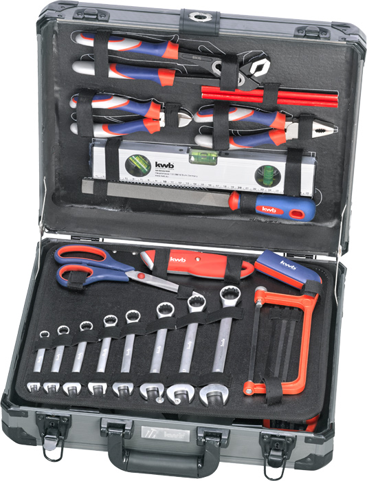 KWB - Maletin de herramientas de 35 piezas, relleno, resistente, ideal para  el hogar o el garaje