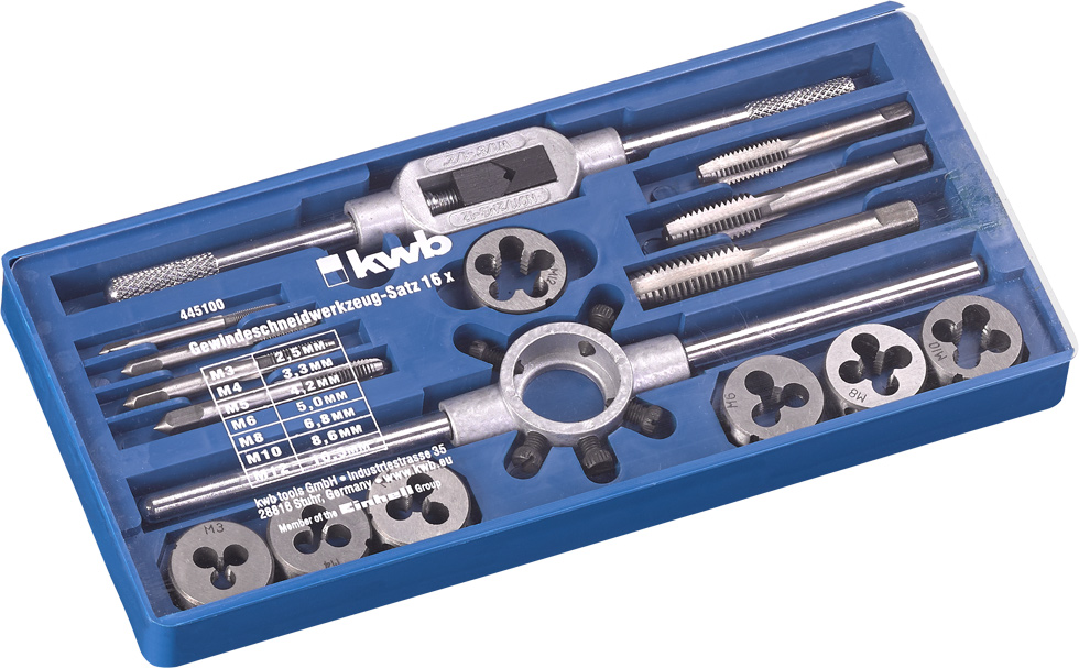 Tap and die set 16 pc. Threading tools Drill accessories