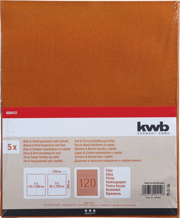 La Peinture de 115 mm Le Bois kwb 817824 Abrasif Papier de Verre-Rouleau 5 M pour Le Métal 240 K-Particule 