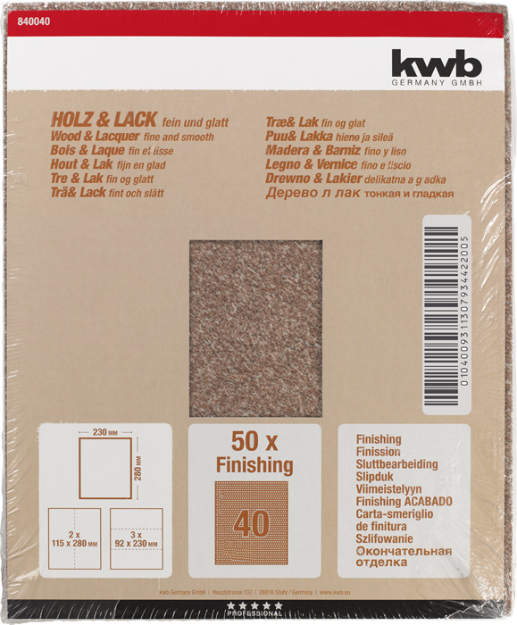 bodywork and Painting Work Stone Made in Europe Metal 230 x 280 mm Welded 5 pcs 830460 Paper Sanding Sheet Waterproof for Glass kwb K-600 grit